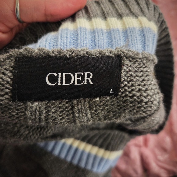 CIDER Grey Cable Knit Cropped Sweater Maxi Skirt Set Women's Size L - Picture 6 of 6